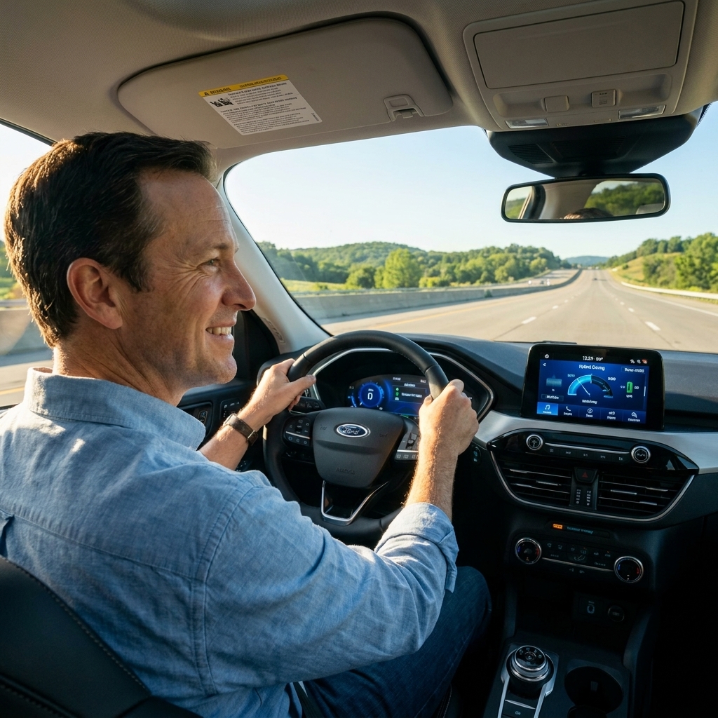 A Ford Escape plug-in hybrid driving on an open highway